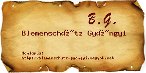 Blemenschütz Gyöngyi névjegykártya
